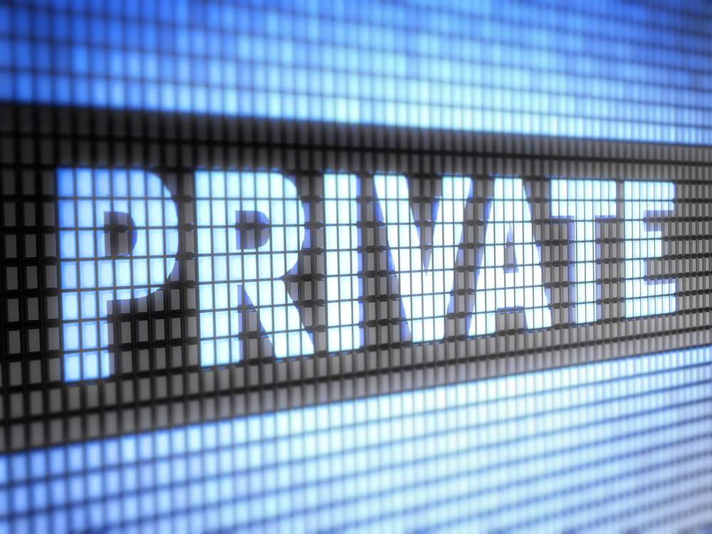 word 'private' digitally created on a screen